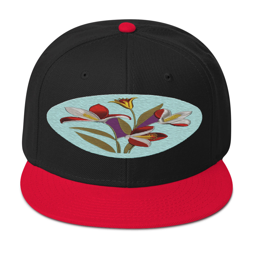 Floral Fantasy: Realistic Flower Altarpiece Snapback Hat for a Whimsical Look - Dhalfashionistt