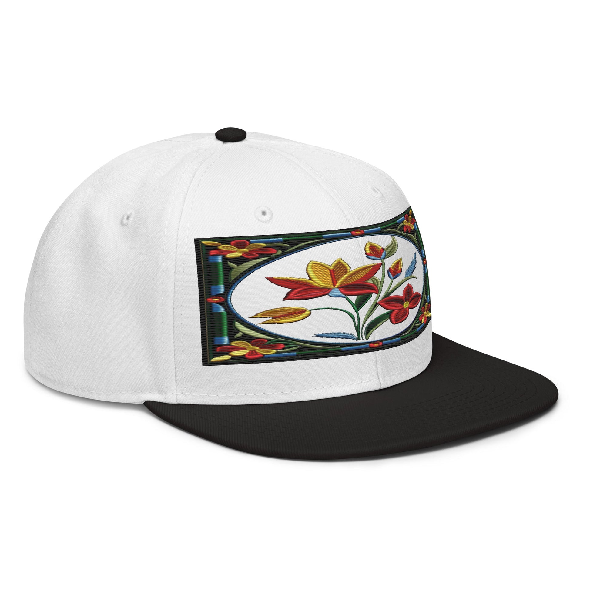 Floral Fusion: Realistic Flower Altarpiece Snapback Hat for a Unique Style - Dhalfashionistt