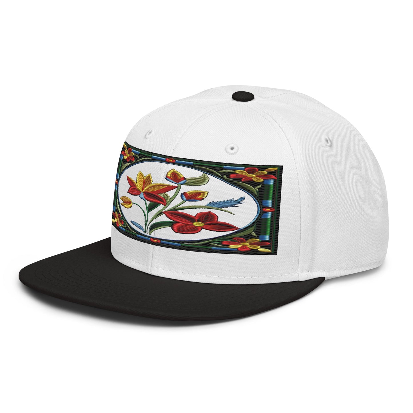 Floral Fusion: Realistic Flower Altarpiece Snapback Hat for a Unique Style - Dhalfashionistt