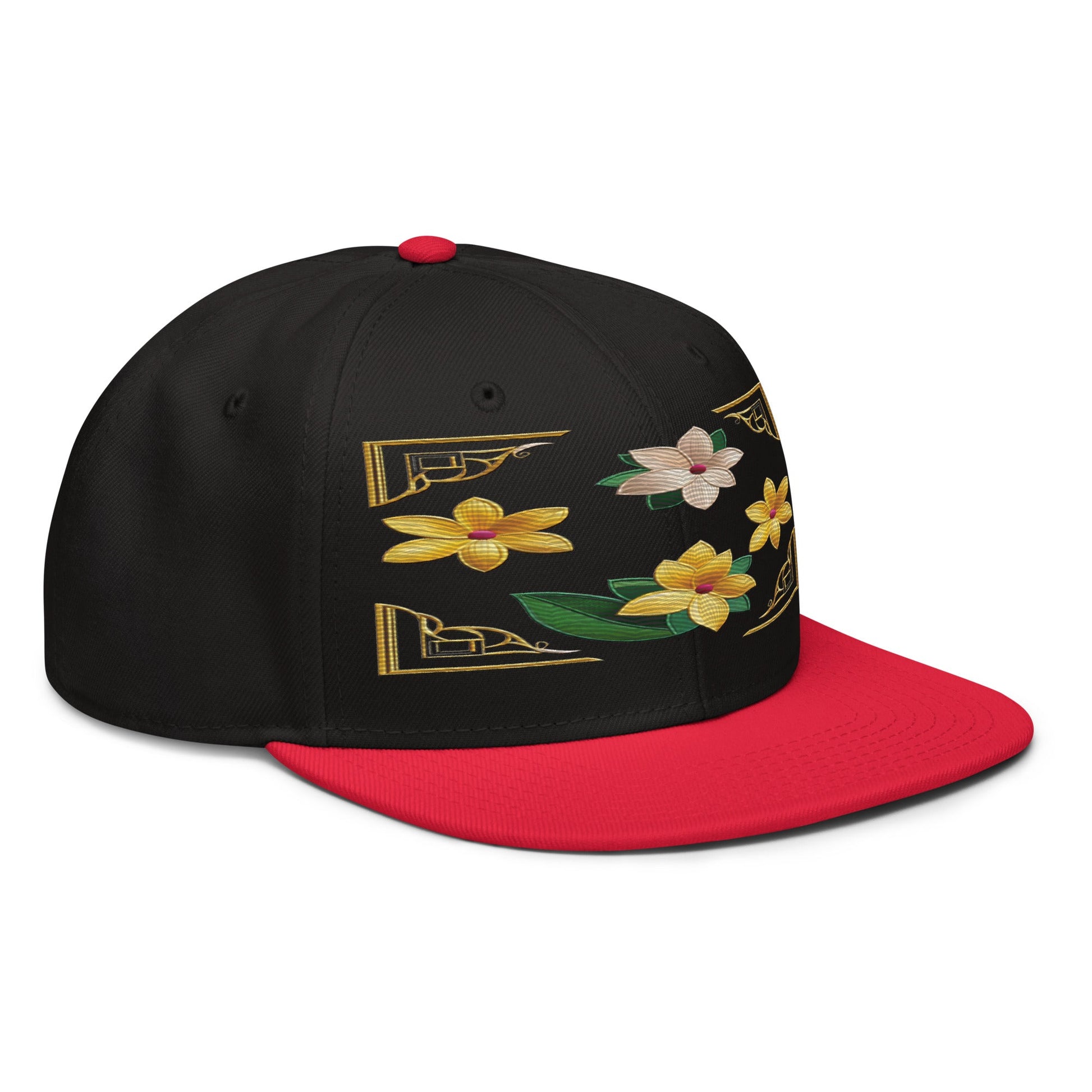 Floral Statement Piece: Realistic Flower Altarpiece Snapback Hat for Fashion Lovers - Dhalfashionistt