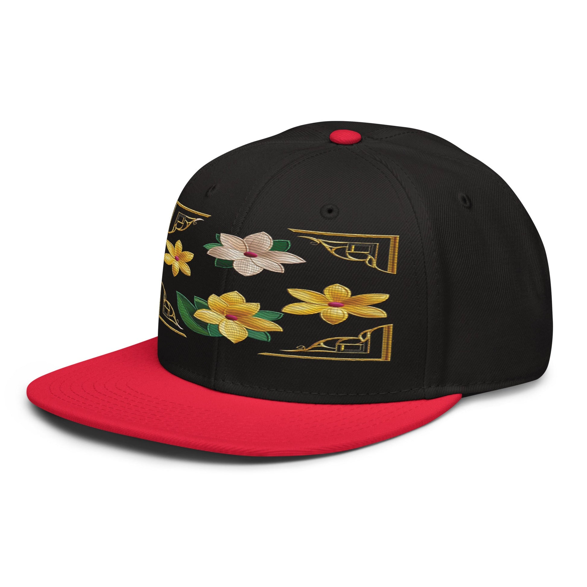 Floral Statement Piece: Realistic Flower Altarpiece Snapback Hat for Fashion Lovers - Dhalfashionistt