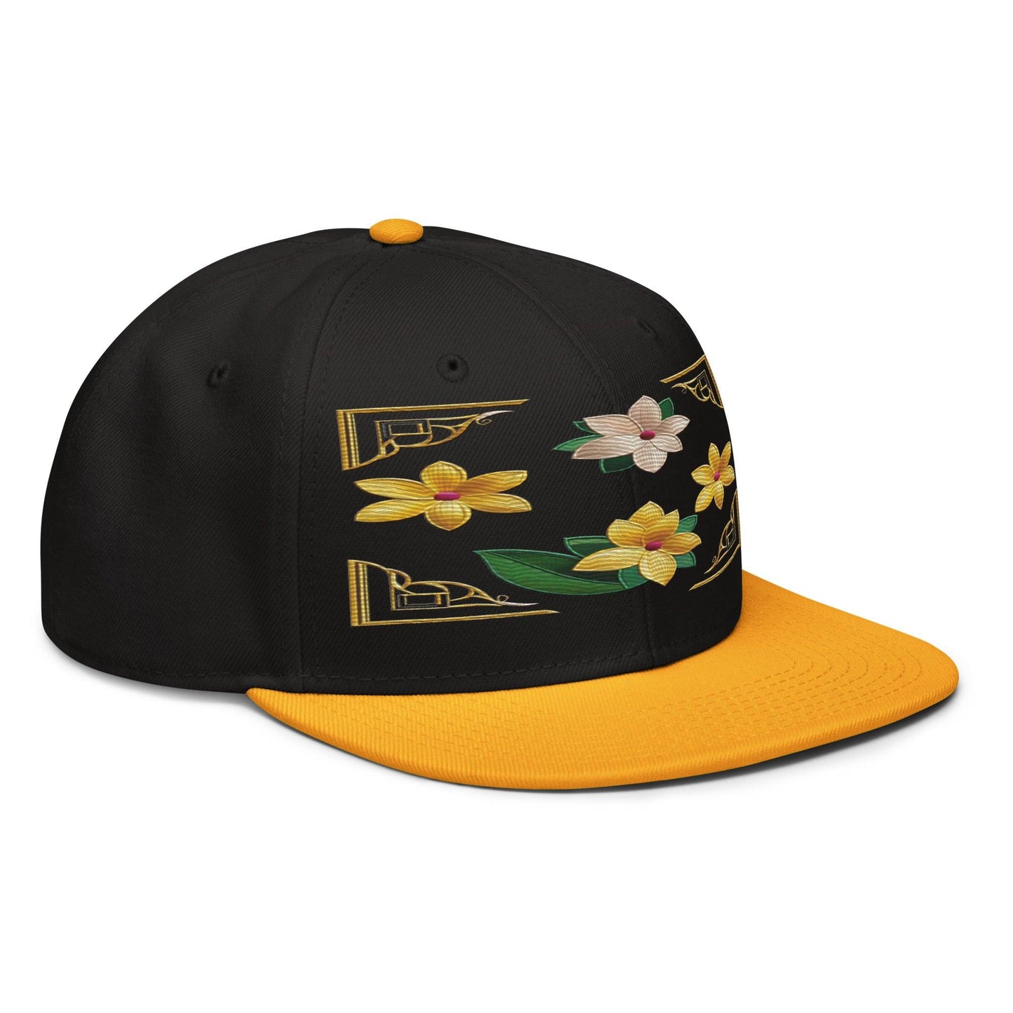 Floral Statement Piece: Realistic Flower Altarpiece Snapback Hat for Fashion Lovers - Dhalfashionistt