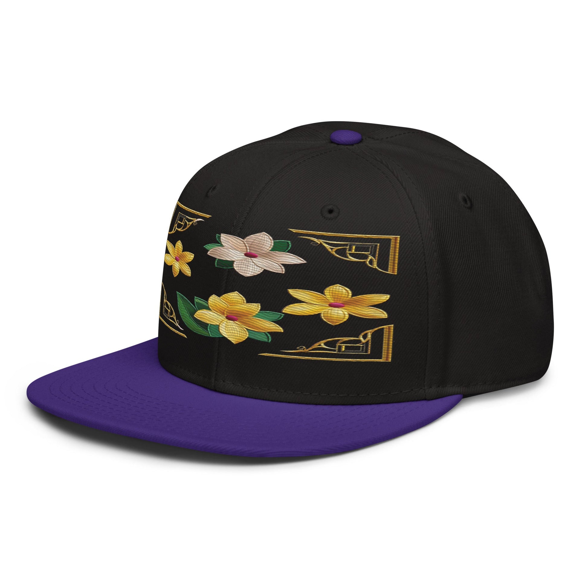 Floral Statement Piece: Realistic Flower Altarpiece Snapback Hat for Fashion Lovers - Dhalfashionistt