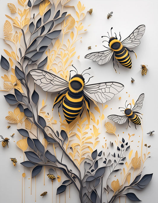 Flower Bee Wallpaper Wall Mural | Creative Decor Wallpaper - Dhalfashionistt