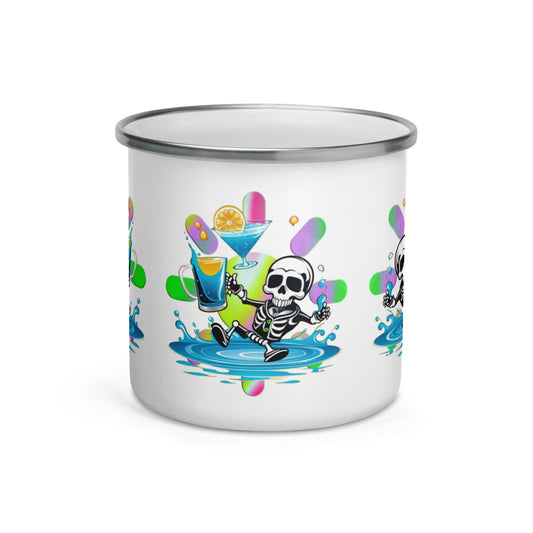 Funky Skull Enamel Mug | Unique Camper Mug for Fun Office and Home Decor - Dhalfashionistt