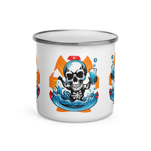 Funny Skull Enamel Mug | Quirky Camper Mug for Joyful Office and Home Decor - Dhalfashionistt