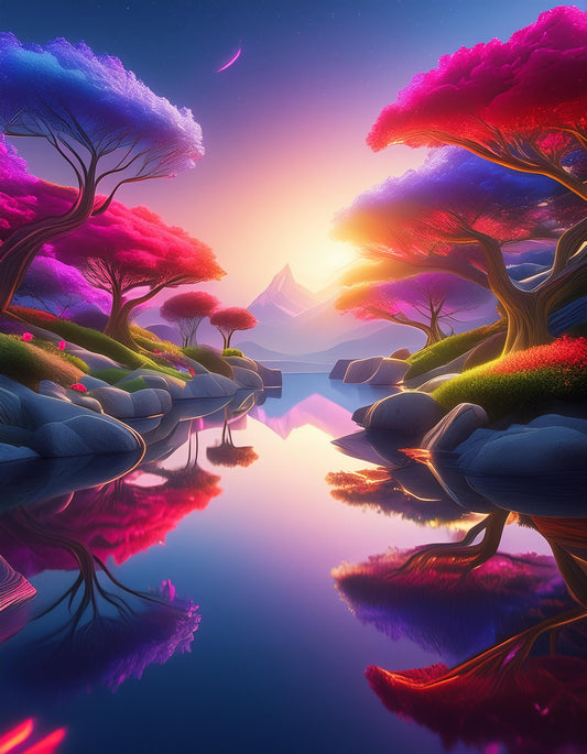 Futuristic Landscapes Reflective Chromatic Wall Mural| Creative Design Wallpaper - Dhalfashionistt