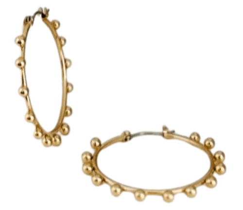 Gold Ball Studded Hoop Earrings | Elegant Evening Earrings - Dhalfashionistt