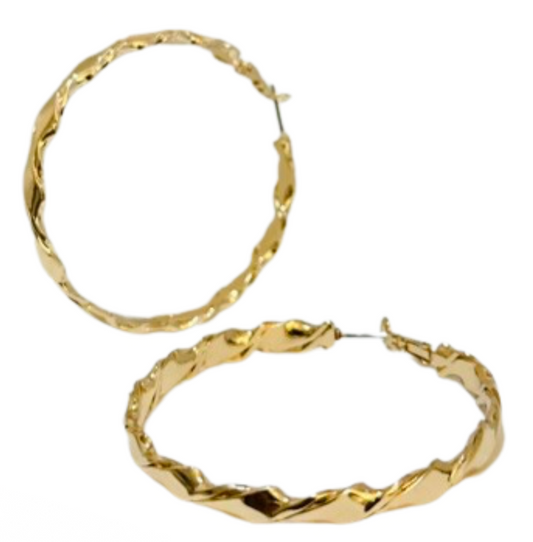 Gold Big Twisted Hoop Earrings | Shimmering Gold - Dhalfashionistt