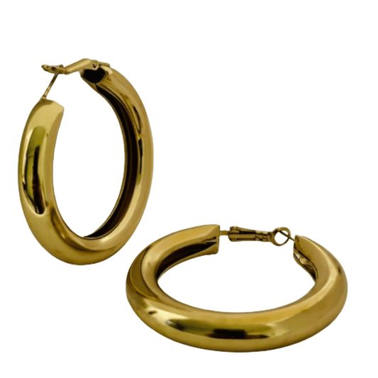 Gold Chunky Large Hoop Earrings | Glamorous Sparkle | Statement Accessories - Dhalfashionistt