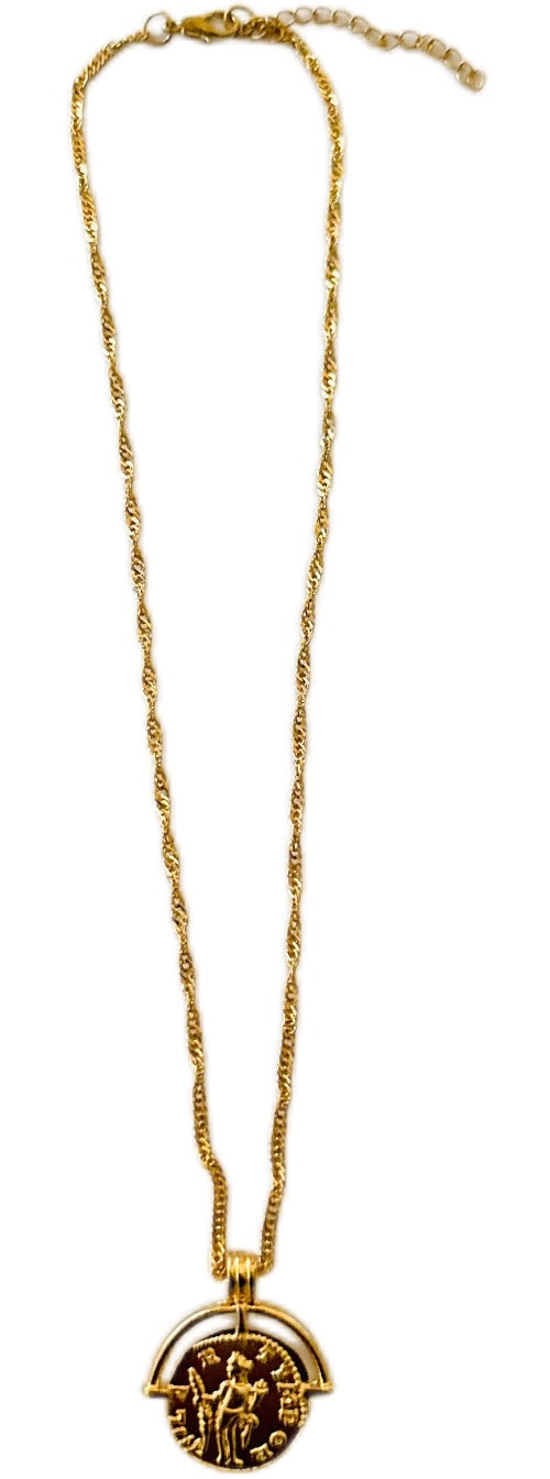 Gold Coin Pendant layered | Edgy Fashion Accessories - Dhalfashionistt