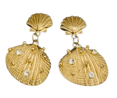 Gold Crystal Seashell Drop Earrings | Gift Earrings - Dhalfashionistt