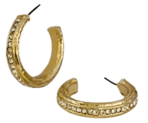 Gold Diamond Studded Chunky Hoop Earrings | Statement Jewelry Pieces - Dhalfashionistt