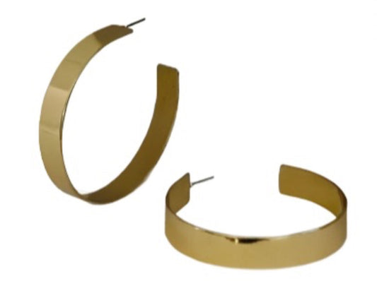 Gold Flat Hoop Earrings | Statement Jewelry - Dhalfashionistt