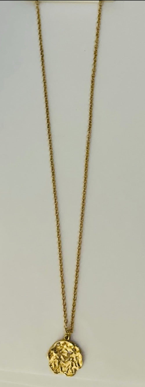 Gold Hammered Pendant Necklace | Designer Fashion Jewelry - Dhalfashionistt