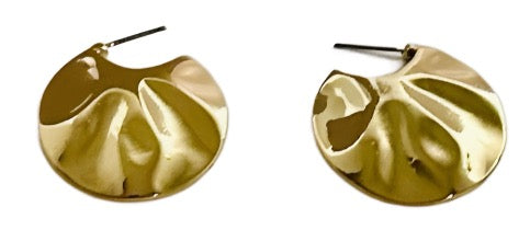 Gold Hammered Round Drop Earrings | Statement Jewelry Pieces - Dhalfashionistt