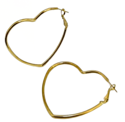 Gold Heart Hoop Earrings | Statement Jewelry - Dhalfashionistt