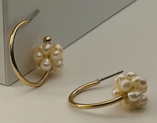 Gold Pearl Bead Drop With Hoop Earrings | Elegant Accessories - Dhalfashionistt