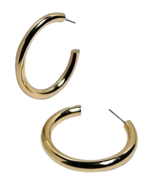 Gold Simple Medium Hoop Earring | Glamorous Fashion Jewelry - Dhalfashionistt