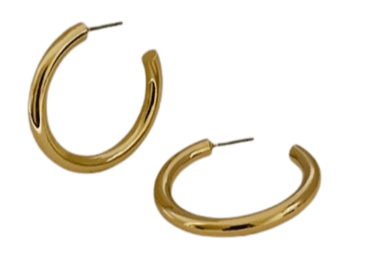 Gold Simple Medium Hoop Earring | Glamorous Fashion Jewelry | Gift for Her - Dhalfashionistt