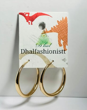 Gold Simple Medium Hoop Earring | Special Occasion Accessories | Women's Fashion - Dhalfashionistt