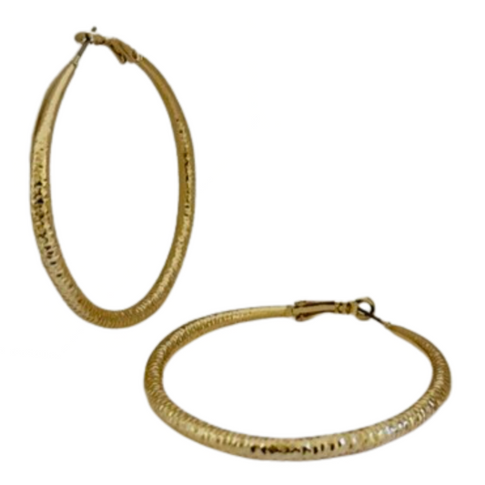 Gold Textured Big Hoop Earring | Modern & Chic Earrings - Dhalfashionistt