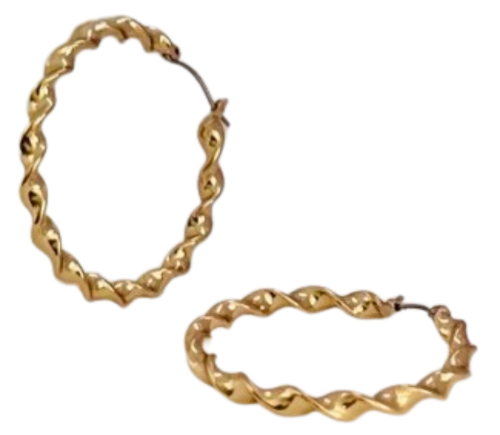 Gold Textured Big Hoop Earrings | Red Carpet Ready Accessories - Dhalfashionistt