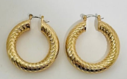 Gold Textured Hoop Earrings | Gift Ideas For Her - Dhalfashionistt