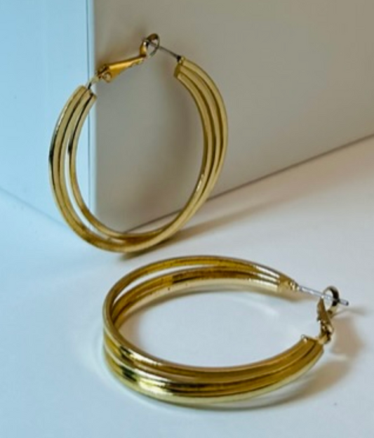 Gold Triple Hoop Earrings | Affordable Luxury jewelry - Dhalfashionistt