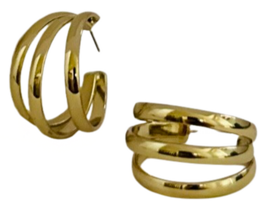 Gold Triple Hoop Earrings | Fashion Jewelry Trends - Dhalfashionistt