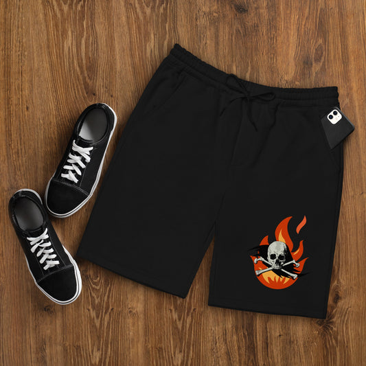 Dhalfashionistt Graphic Tee Skull Flame Shorts | Men's Comfy Loungewear Art Quotes Short Art Short Comfort Colors Comfy Loungewear Dangerous Fire Elastic Waistb Fire Skeleton Gift for Him Graphic Tee Men's Fleece Shorts oversized shirt oversized short Skeleton Face Skull Face Skull Flame Skull Lovers Skull Quote Unique Design Free Text