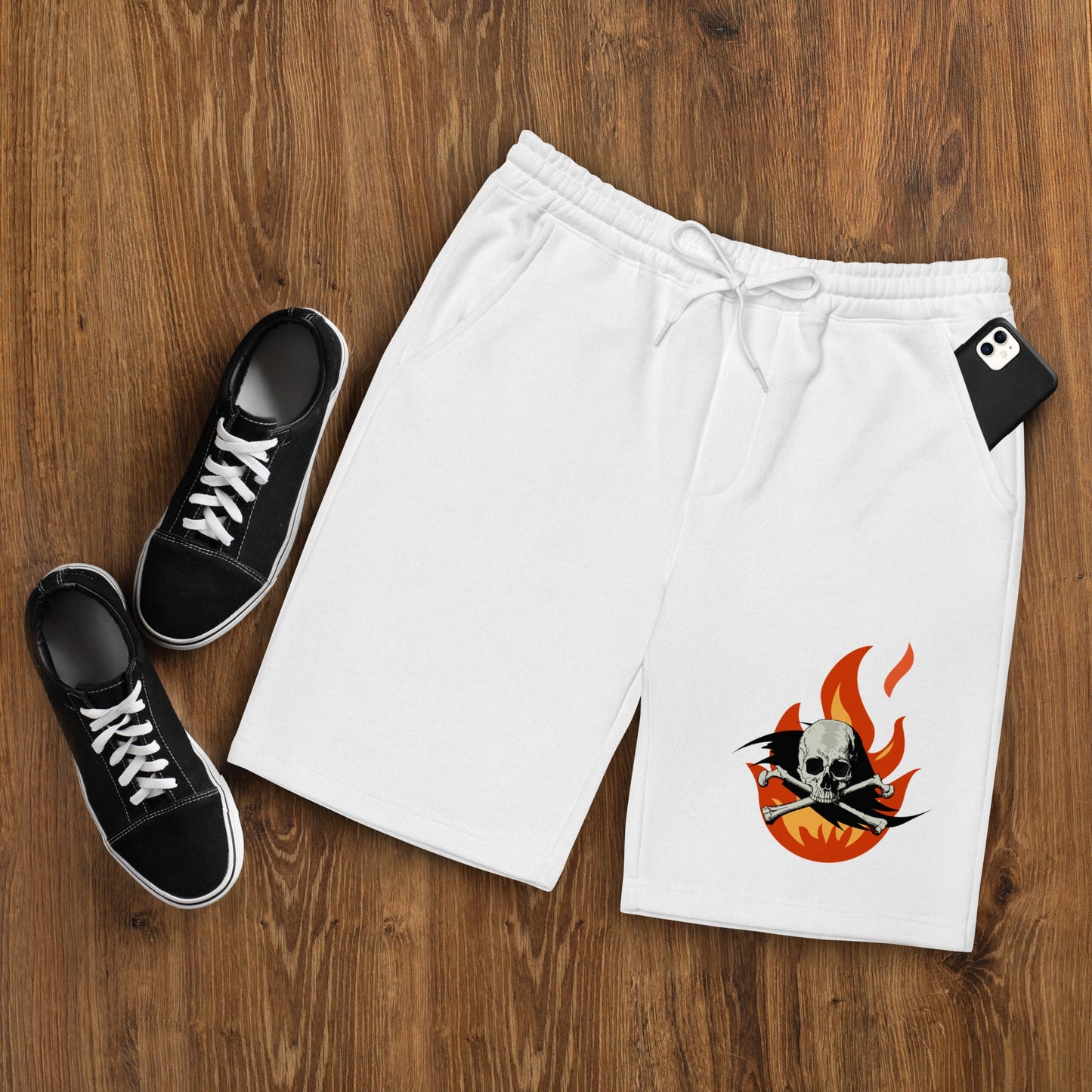 Dhalfashionistt Graphic Tee Skull Flame Shorts | Men's Comfy Loungewear Art Quotes Short Art Short Comfort Colors Comfy Loungewear Dangerous Fire Elastic Waistb Fire Skeleton Gift for Him Graphic Tee Men's Fleece Shorts oversized shirt oversized short Skeleton Face Skull Face Skull Flame Skull Lovers Skull Quote Unique Design Free Text