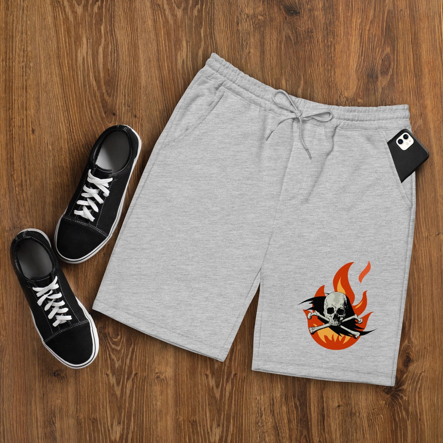 Dhalfashionistt Graphic Tee Skull Flame Shorts | Men's Comfy Loungewear Art Quotes Short Art Short Comfort Colors Comfy Loungewear Dangerous Fire Elastic Waistb Fire Skeleton Gift for Him Graphic Tee Men's Fleece Shorts oversized shirt oversized short Skeleton Face Skull Face Skull Flame Skull Lovers Skull Quote Unique Design Free Text