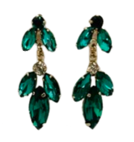 Green Mixed Style Crystals Drop Earrings | Handmade Earrings - Dhalfashionistt