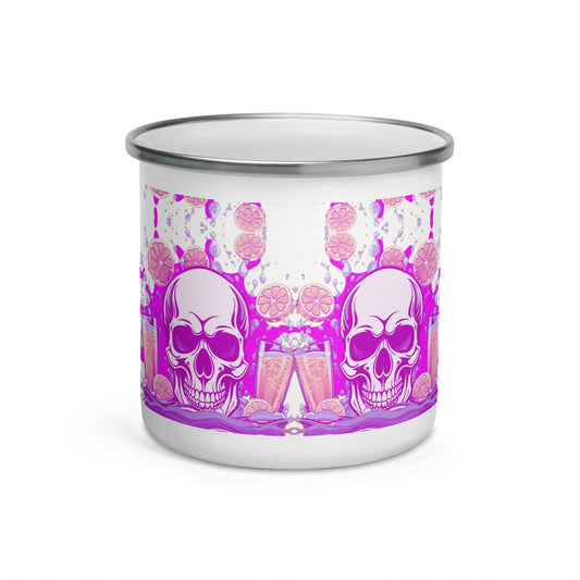 Joyful Skull Coffee and Tee Enamel Mug and Unique Camper Mug - Dhalfashionistt