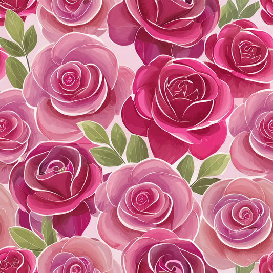 Magenta Roses Pattern Watercolor Colorful Artistic Wall Mural| Nature-Inspired Wallpaper - Dhalfashionistt