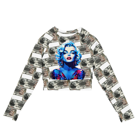 Marilyn Monroe-Inspired Modern Design Unique Recycled Oversized Long-Sleeve Crop - Dhalfashionistt