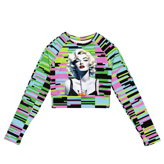 Marilyn Monroe Recycled Oversized Long-Sleeve Crop Top | Glamour & Artistic - Dhalfashionistt