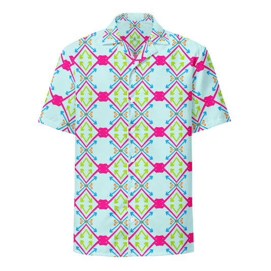 Modern Geometric Arrows Unisex Button Shirt | Unique Design - Dhalfashionistt