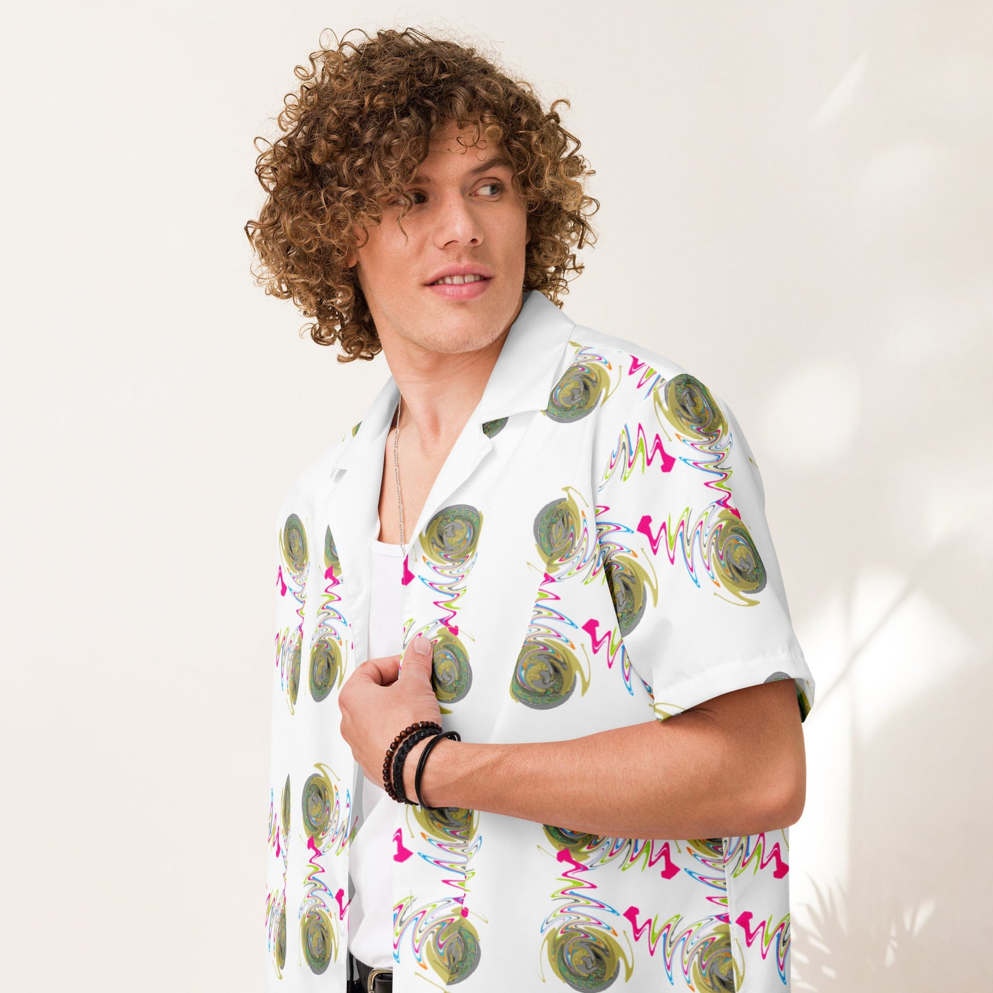 Modern Geometric Unisex Button Shirt | Artistic Print Shirt | Unique Design - Dhalfashionistt