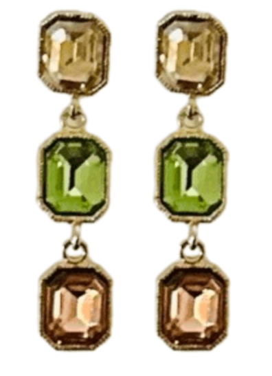 Multicolor Rectangle Crystal Drop Earrings | Glamorous statement Jewelry - Dhalfashionistt