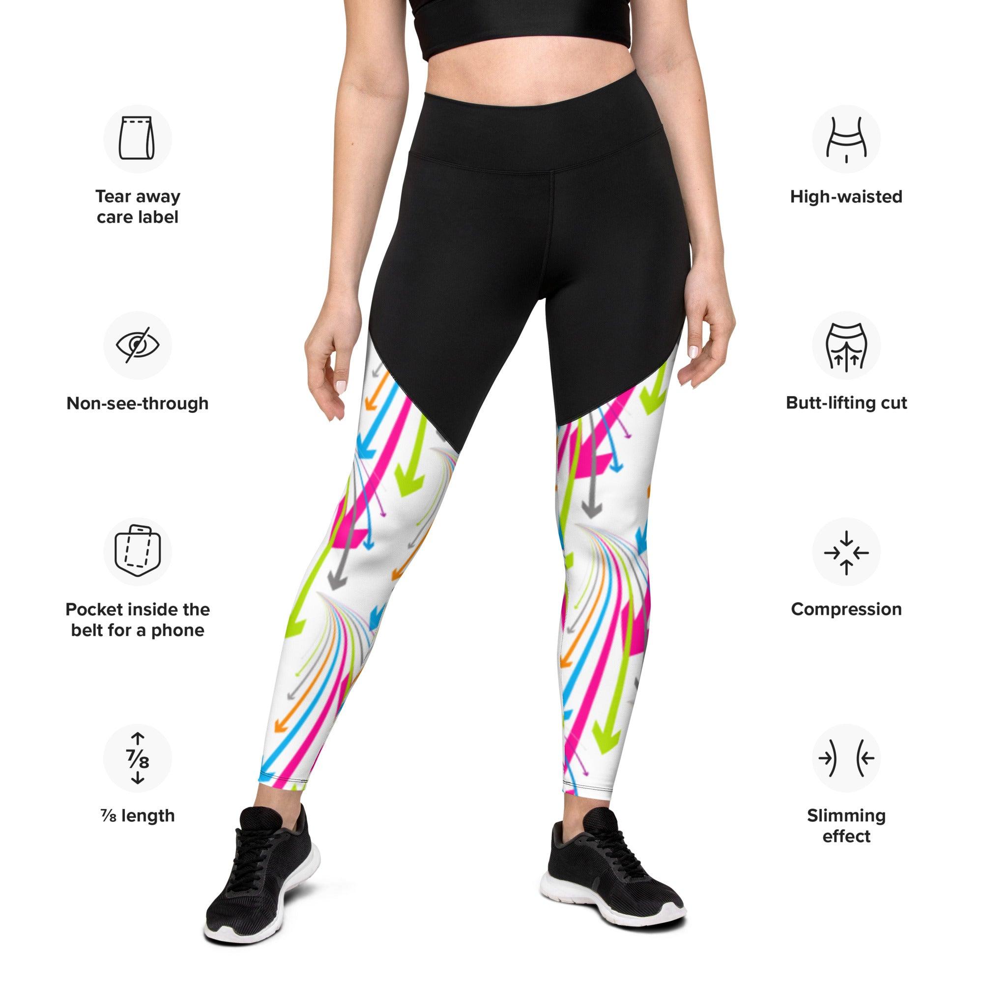 Oversized Arrow Sports Leggings | Affordable Activewear | Fashion Enthusiasts - Dhalfashionistt