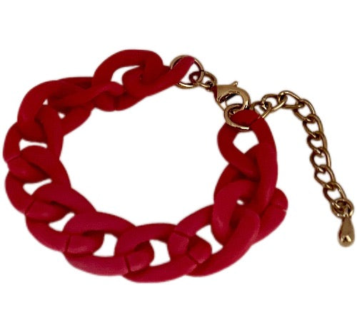 Pink Chunky Linked Chain Bracelet | Runway-Inspired Jewelry - Dhalfashionistt