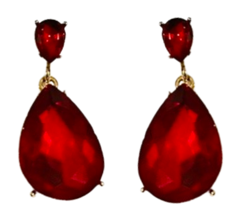 Red Small Double Crystal Drop Earrings | Gift Earrings - Dhalfashionistt