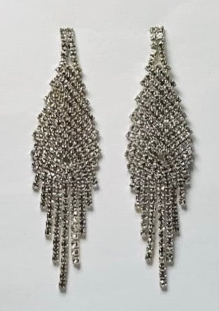 Rhinestone Crystal Long Tassel Drop Earrings, Handcrafted Statement Earrings - Dhalfashionistt