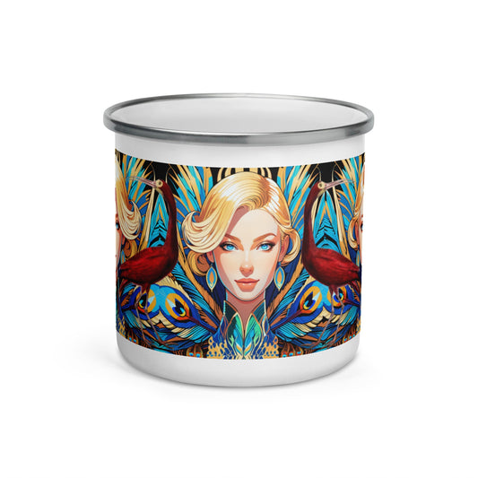 Scarlet Ibis Bird Camp Mug | Alphonse Mucha Influence | Nature Lovers - Dhalfashionistt