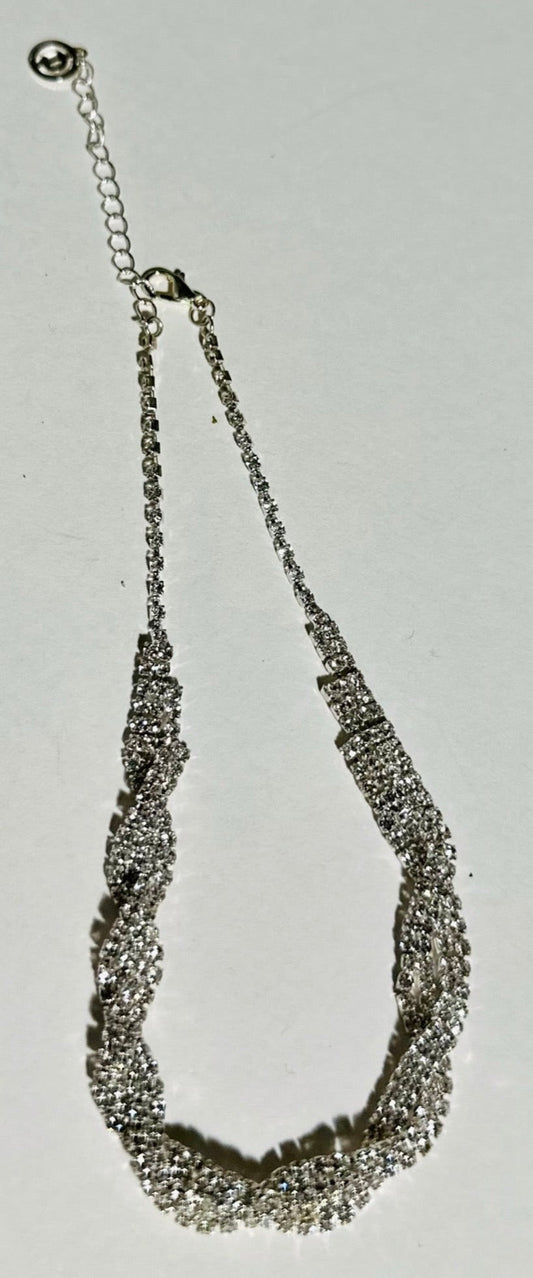 Silver Crystal Beaded Chain Necklace | Edgy Jewelry Fashion - Dhalfashionistt