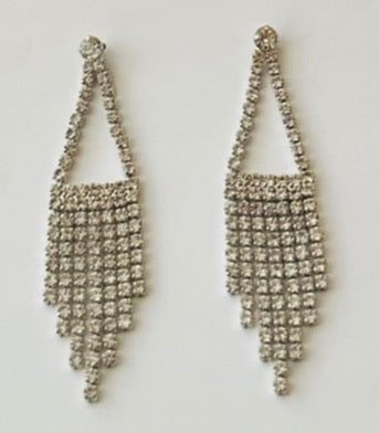 Silver Crystal Long Tassel Drop Earring | Glamorous Fashion Jewelry - Dhalfashionistt