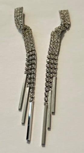 Silver Crystal Long Tassel Drop Earrings | High-Quality Materials - Dhalfashionistt