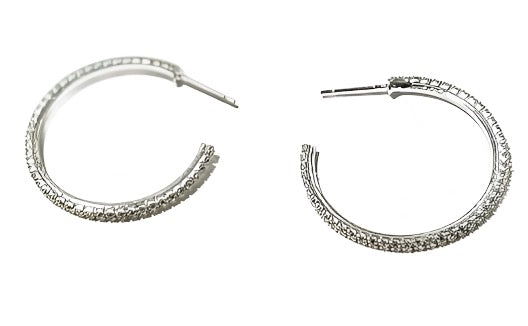 Silver Crystal Loops Hoop Earrings | Festive Party Earrings - Dhalfashionistt